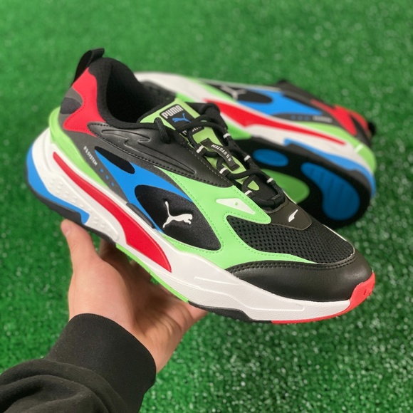 Puma RS Fast Low Mens Running Athletic Shoes Black Green Red 380562-01 NEW Sz 11 - Picture 1 of 7